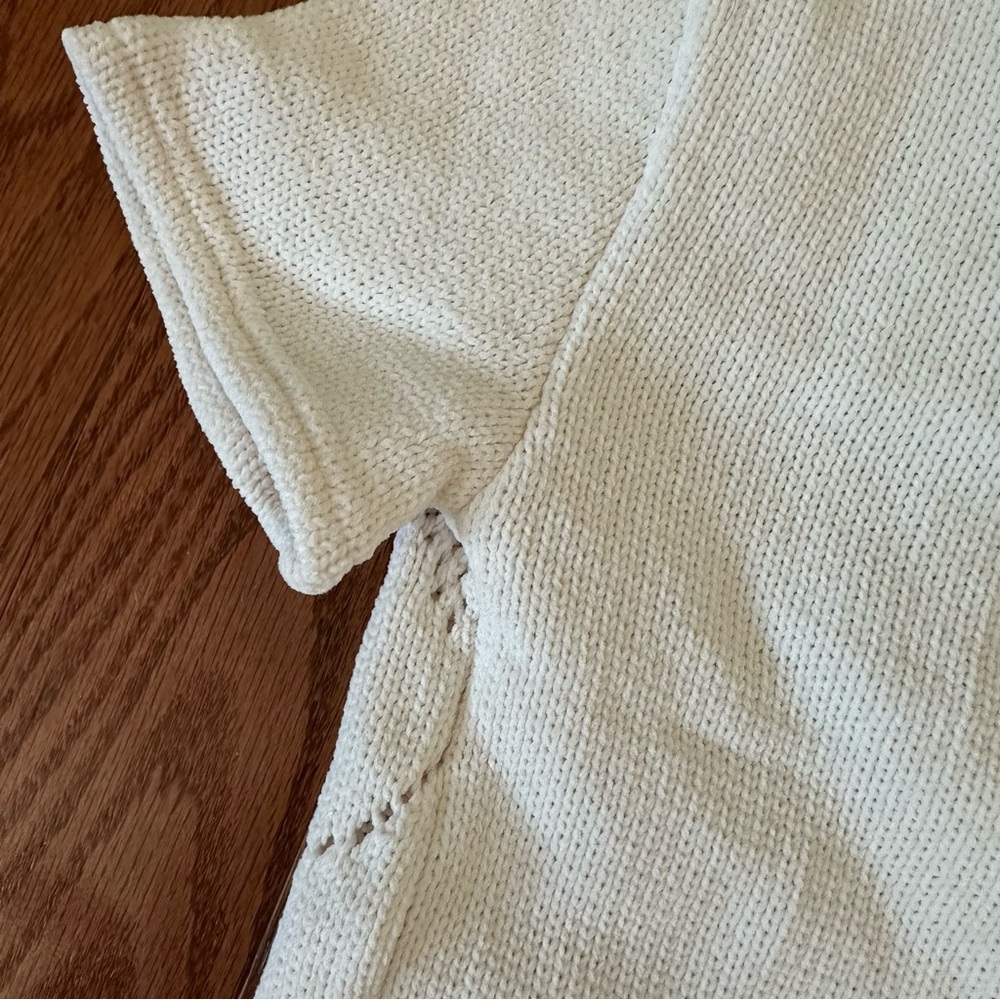 Zara White Open-Knit Polo Short Sleeve Top - Picture 7 of 10